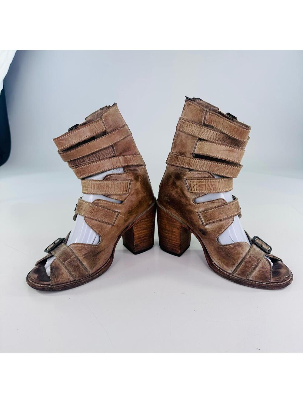 Freebird by Steven Women's Size 6 Bond Beige Leather Gladiator Sandals Boots - Picture 3 of 13